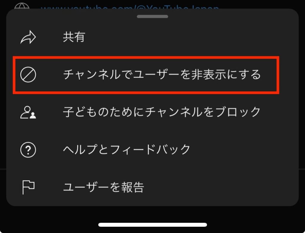 YouTube チャンネル ブロック 表示 非表示にする